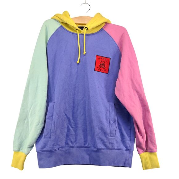 Teddy Fresh Men's Hoodie Sweatshirt Small Long Sleeve Multi Colorblock Cotton - Picture 1 of 13